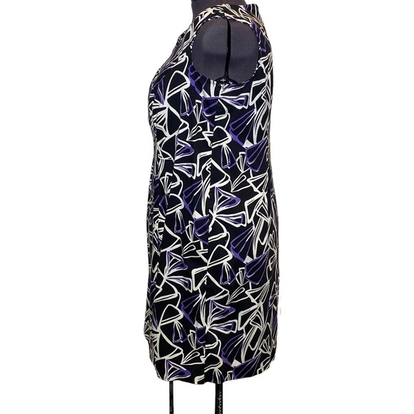 Dana Kay women's size 22W sleeveless sheath midi dress white purple line print - Picture 4 of 7